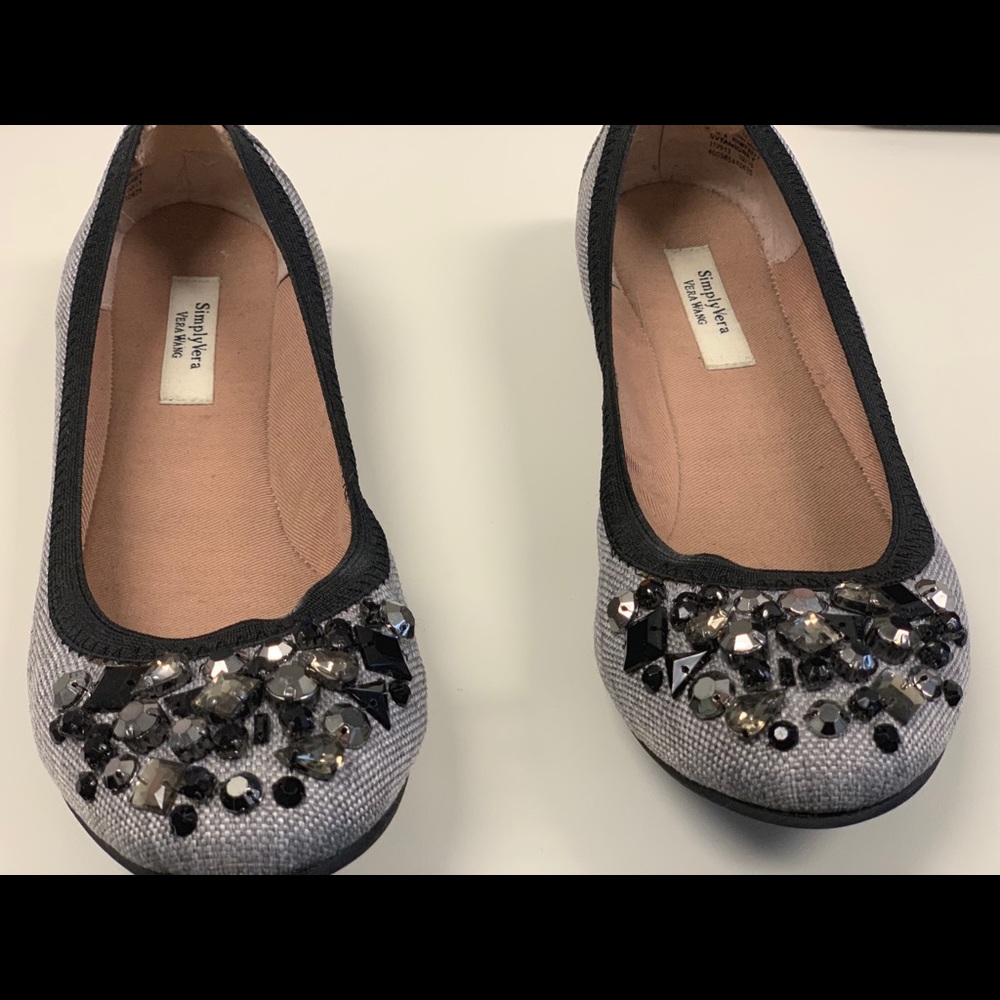 Simply Vera Wang Gray Tweed Embellished Flats